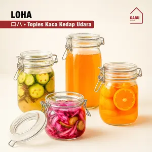 【DARU】LOHA – Toples Kaca Kedap Udara Japanese Minimalist | Toples Kaca Bening Tutup Kait | Wadah Peyimpanan Bumbu & Bahan Makanan Food Grade