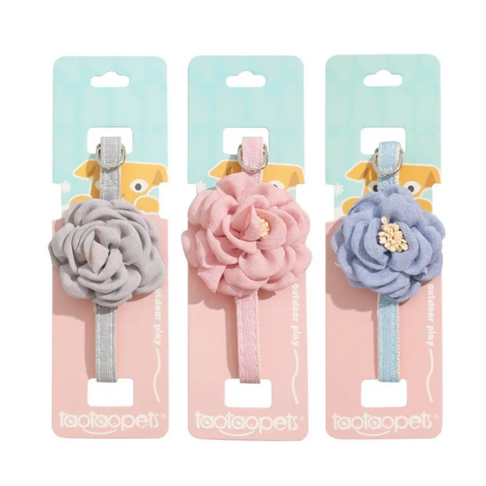 onmini New Buckle Pet Cat Collar with 3D Flower Soft Healthy Cats Collar Safe Durable Dog Leash Pet Decorative