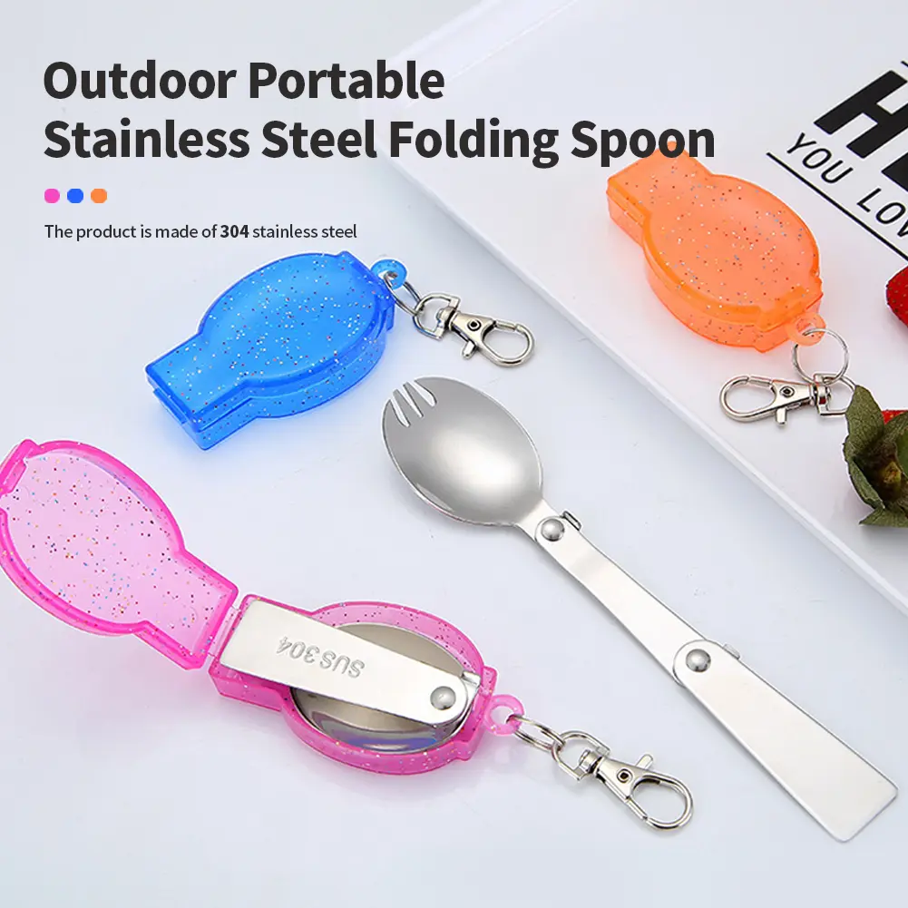 304 Stainless Steel Foldable Cutlery Outdoor Three-Fold Welded Spoon ...