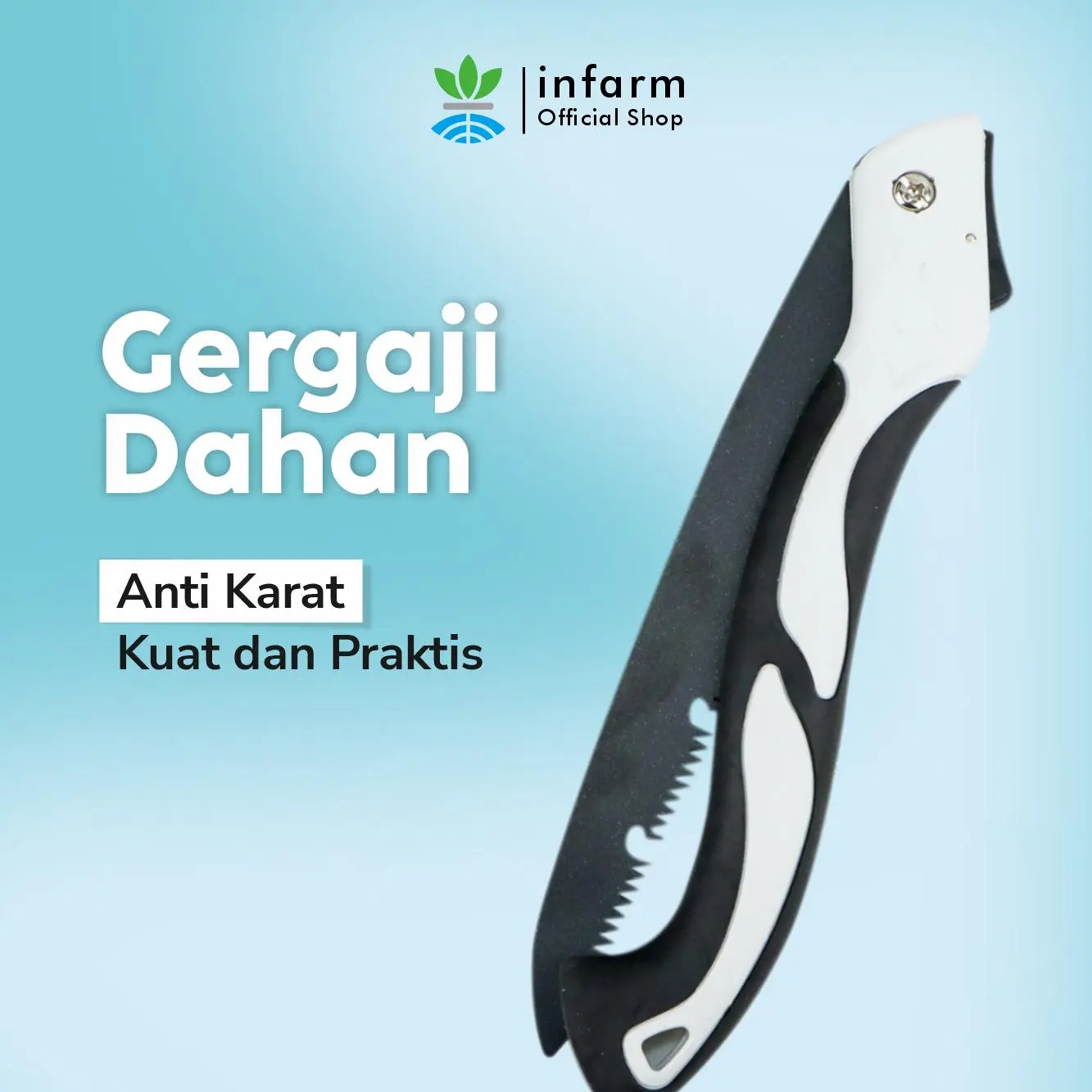 INFARM - Gergaji Lipat Portabel Multifungsi ukuran 25 cm, folding wood hand saw Outdoor, Camping, Hiking, Tebas Ranting, Potong Kayu, Peralatan Kebun, Survival Tools Gergaji Portabel Awet