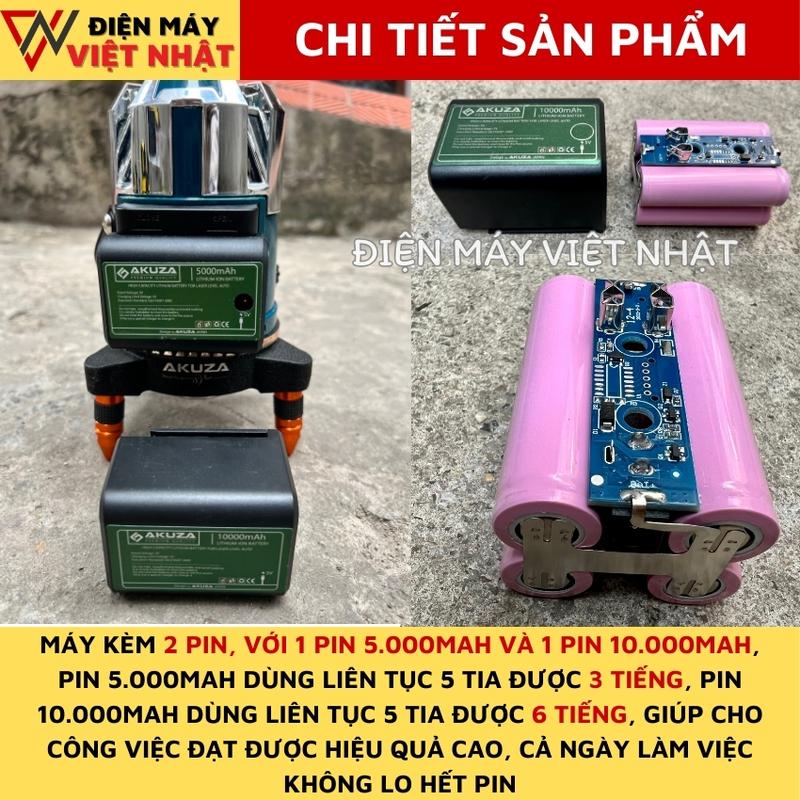 Máy cân bằng laser 5 tia xanh đế xoay tự động Akuza S600X bóng Led 4