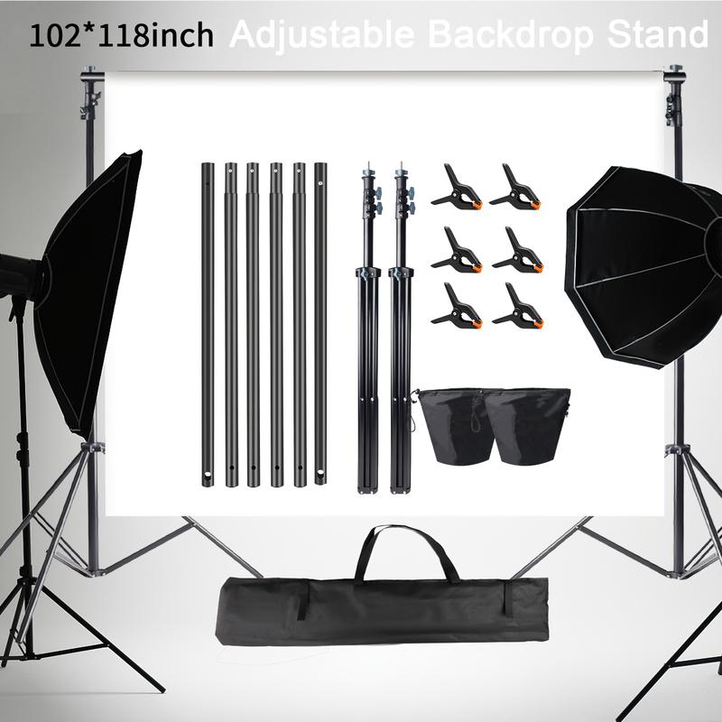 Background Stand, Photoshoot Backdrop Stand Kit 102*118in Adjustable ...
