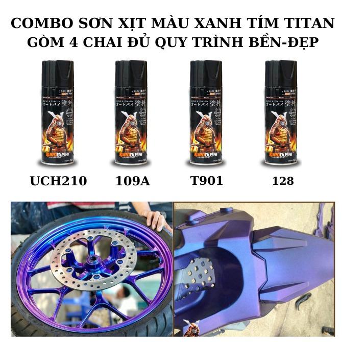 Combo Sơn xịt màu titan xanh tím T901 samurai gồm 4 chai (UCH210-109A-T901-K1K)