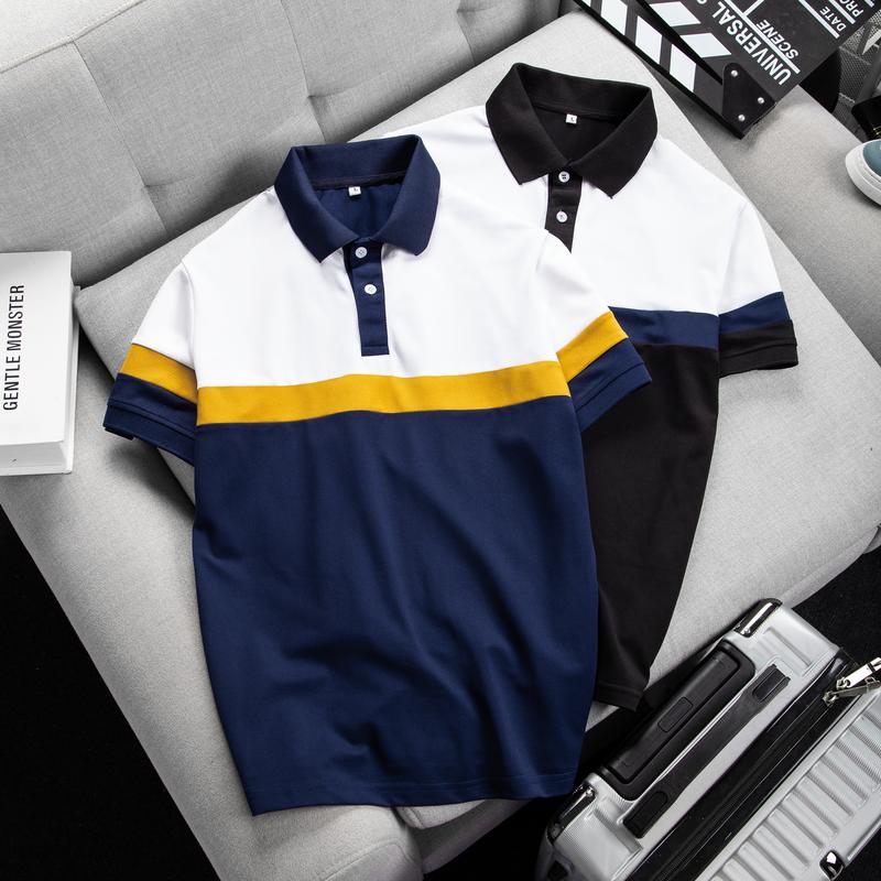 Áo thun nam có cổ tay ngắn phối viền vai trẻ trung, nam tính, vải cá sấu cotton 4 chiều co dãn cao cấp Menswear Polo Cộc Tay Ngắn Tay
