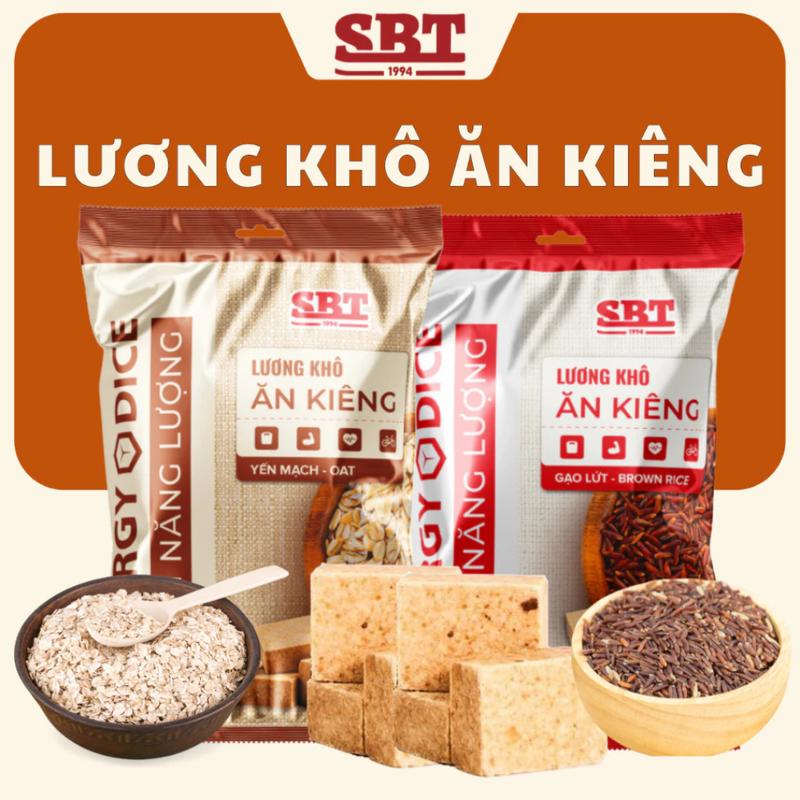 Lương Khô Ăn Kiêng Gạo Lứt và Yến Mạch Không Đường Không Dầu Mỡ Túi 475g (32-34 viên), Đồ ăn vặt Tết 2025