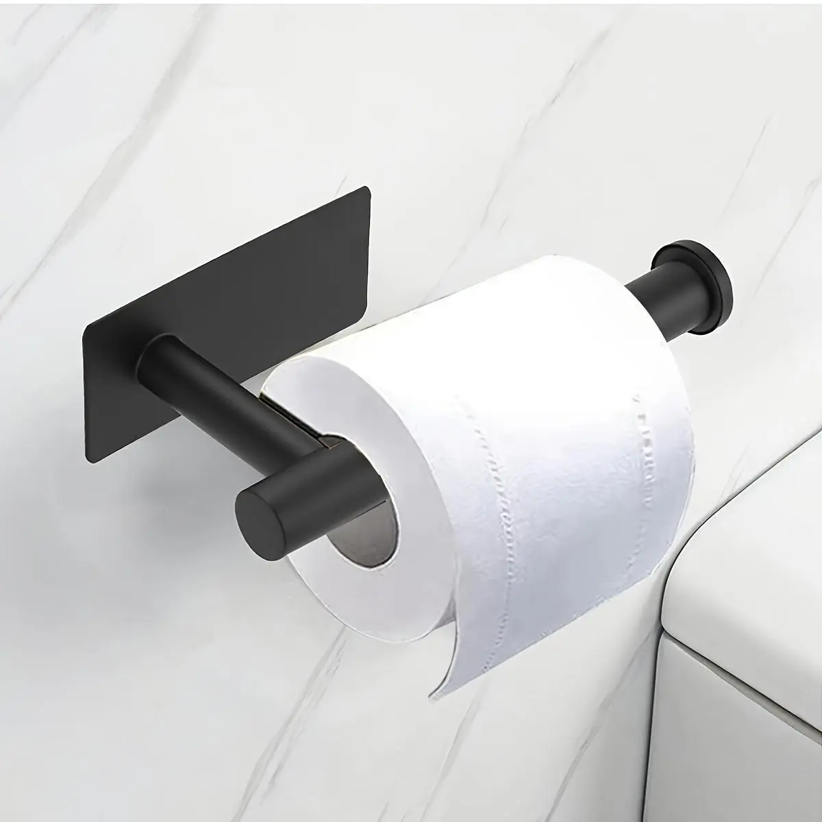 Stainless Steel Toilet Paper Holder, 1 Count Durable Self-adhesive Wall Mounted Tissue Roll Dispenser, Bathroom Accessories