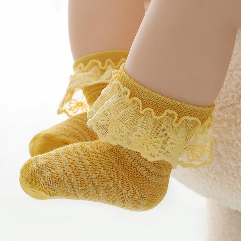 Baby Girls Socks, Cute Sweet Lace Patchwork Soft Lightweight Non-slip Socks Infant Socks 5