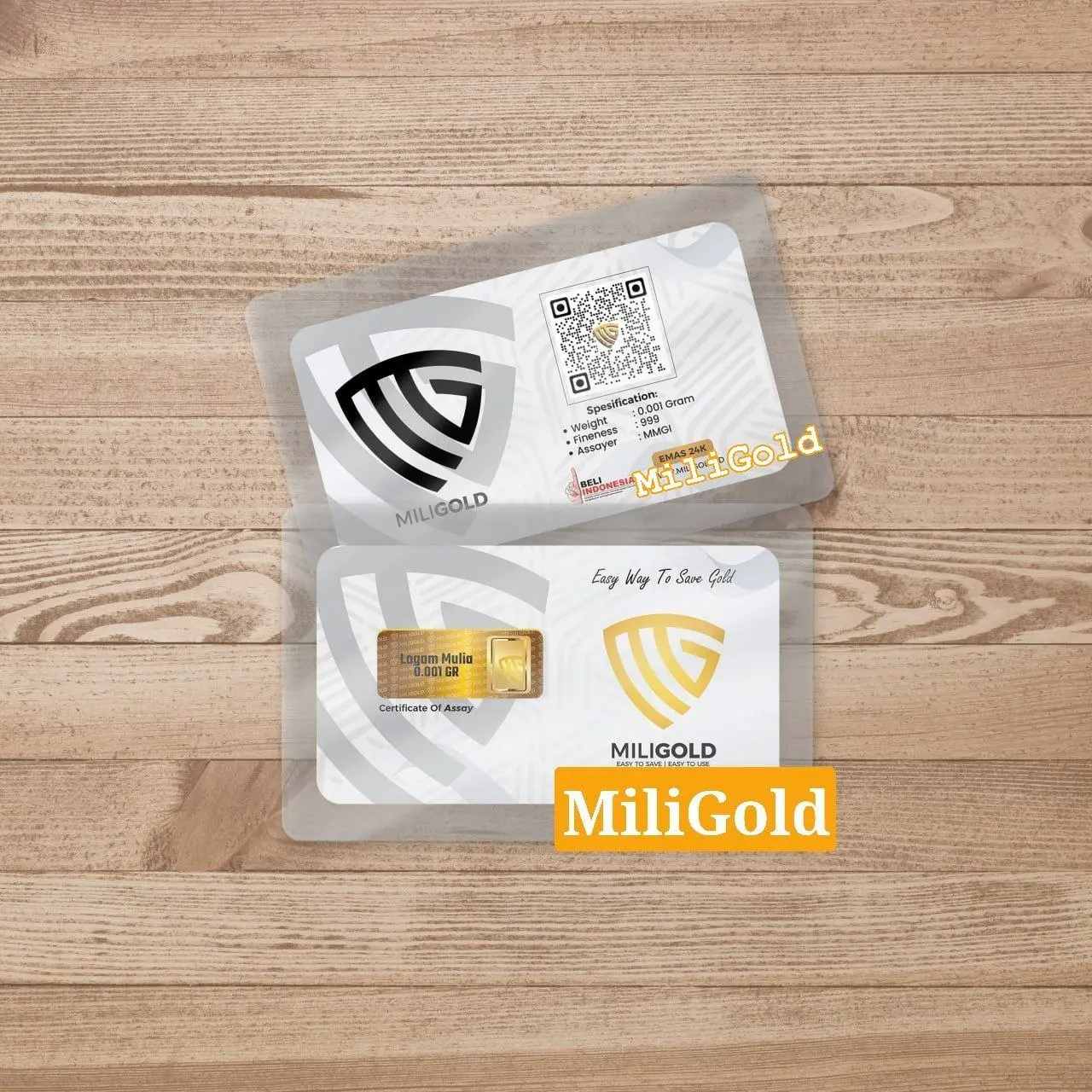 Paket 300 keping MiliGold Emas Murni 24 Karat Bersertifikat Resmi 0.001gr