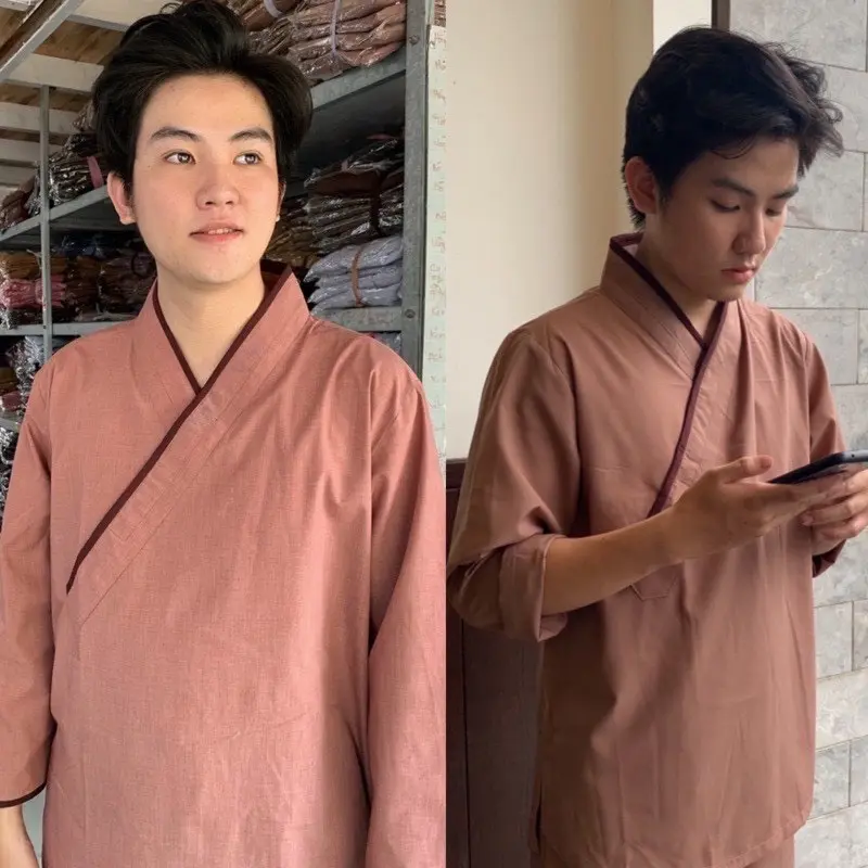 Đồ LAM ĐI CHÙA Trang Nghiêm mẫu Nhật Chéo lam Nữ Dress Áo Menswear Quần 5