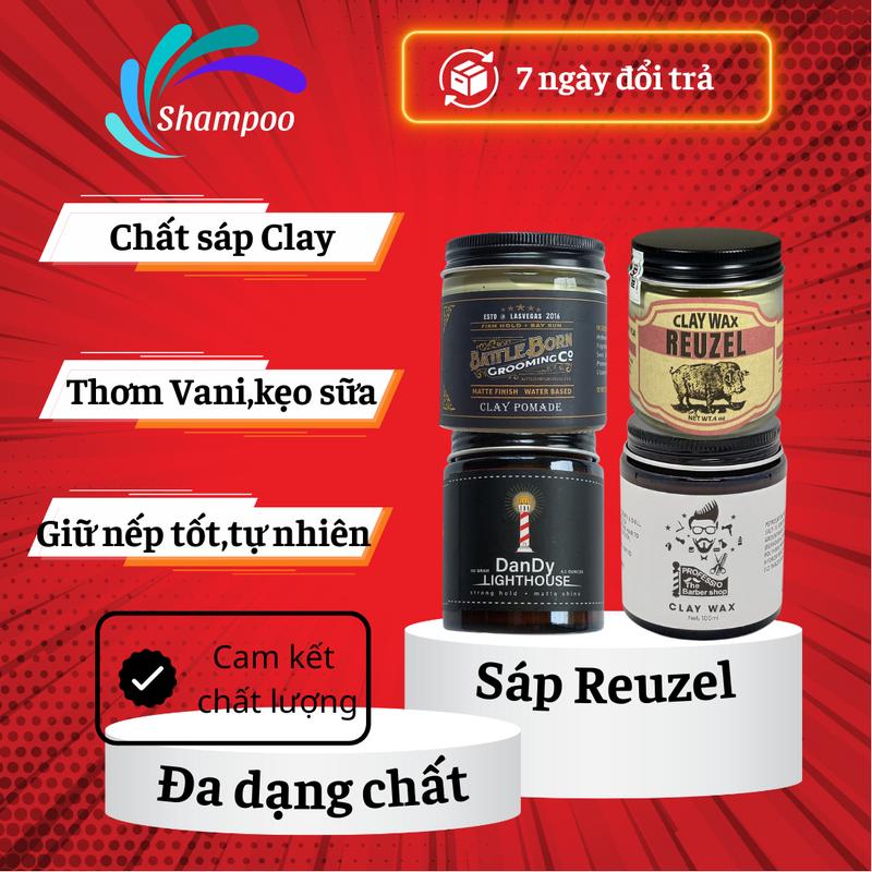 Sáp vuốt tóc nam CLAY WAX tạo kiểu tóc siêu giữ nếp 100ml hàng chuẩn - Sáp dưỡng tạo kiểu Reuzel Chất sáp khô