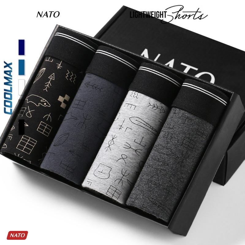 Quần Lót Nato GOOD Nam Vải Cotton Thun Lạnh Đơn Giản Cao Cấp Màu Đen Xám Trơn Boxer Sịp Đùi Tam Giác Xì Lip Sì Menswear Quần Boxer