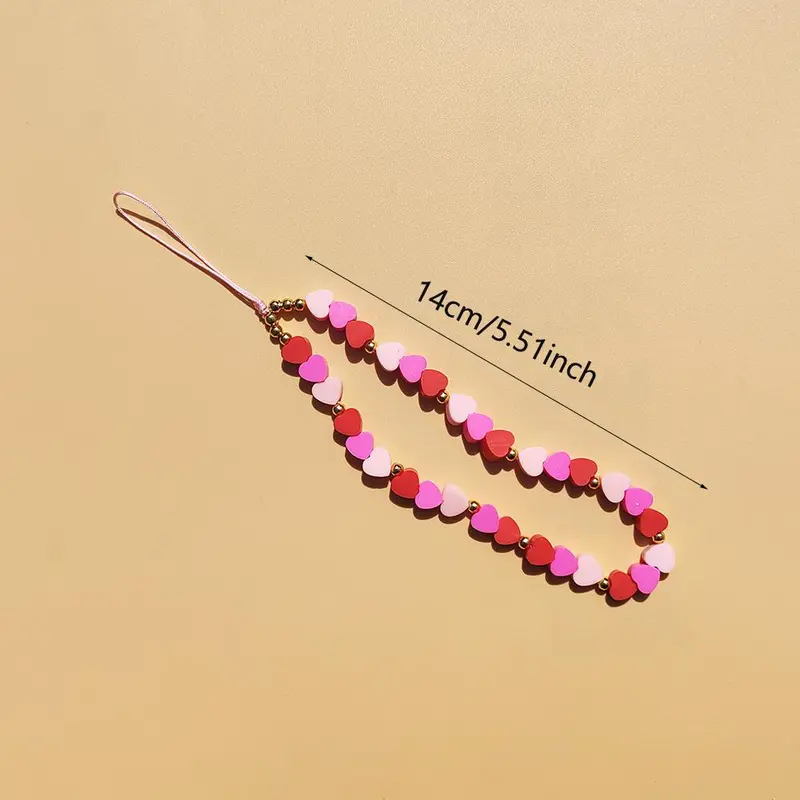 Fashionable Heart Shaped Phone Strap, Cute Colorful Decorative Cellphone Chain, Pendant Ornament For Girl Phone Key 1