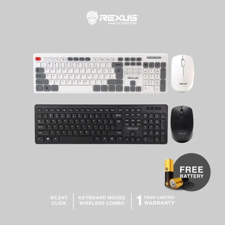 Rexus Keyboard Mouse Wireless KM8 Combo New Edition Silent Click Hitam