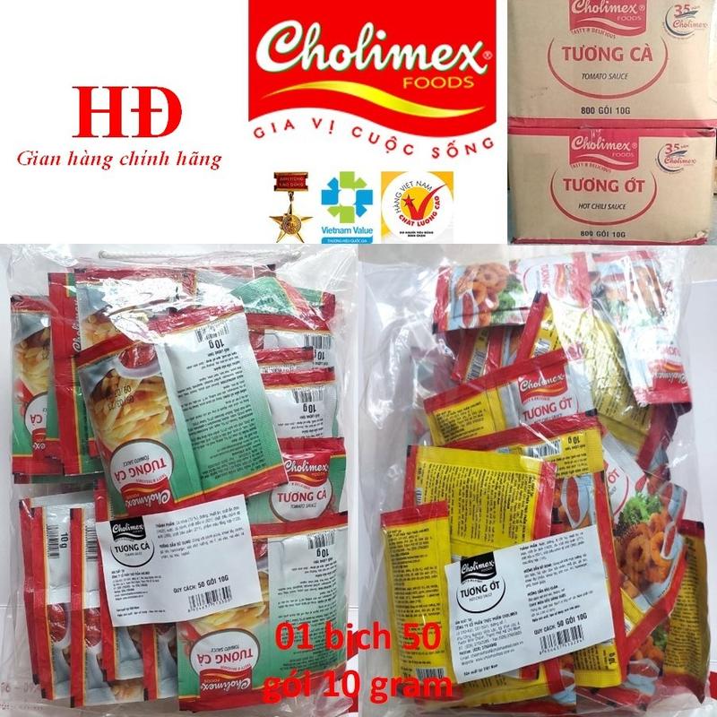 50 gói tương cà tương ớt Cholimex loại 10g Chua Nước Sốt Cay Gia Vị