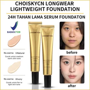 【CHOISKYCN】BPOM Liquid Foundation Cair–Full Coverage–Long Lasting Tahan Lama–Oil Control Anti Minyak–Natural Matte/Glow Finish–Buildable–Shade Lengkap–Makeup Dasar