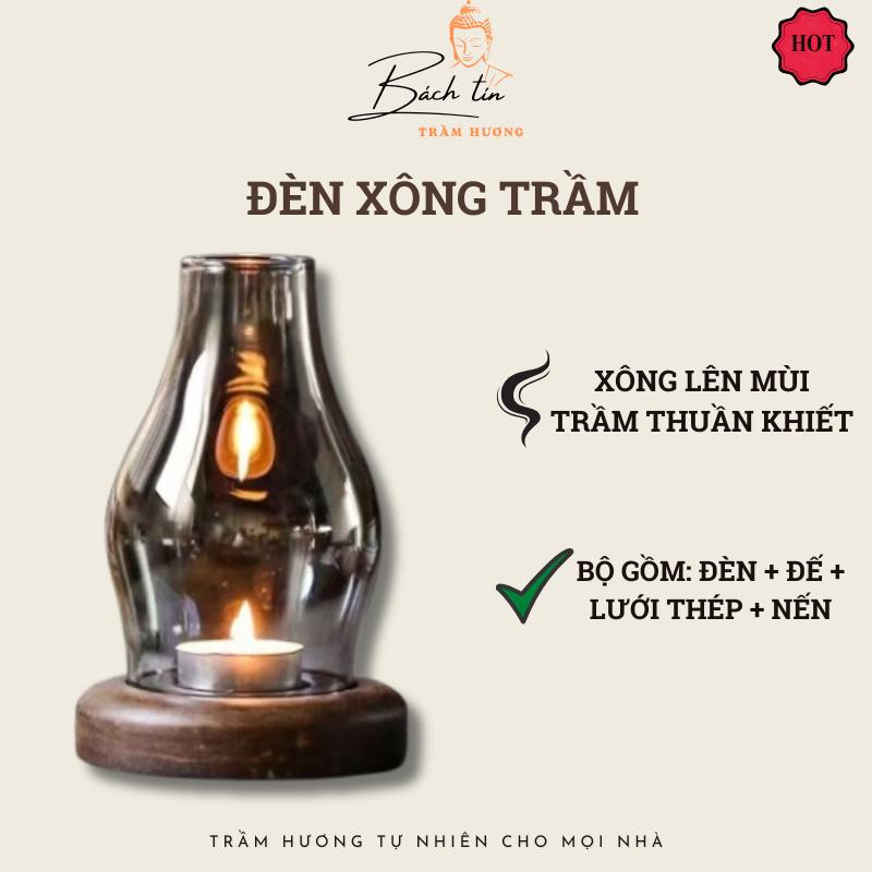 Đèn xông trầm hương đốt trưc tiếp có lỗ thoáng khí kèm nến + đế + lưới 301