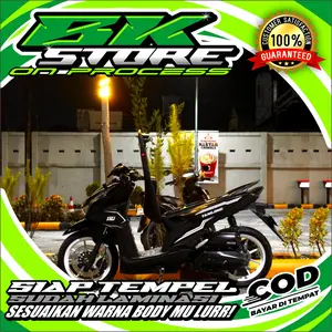 STRIPING UV TRANSPARAN VARIASI HONDA BEAT DELUXE SIMPEL KONSEP SUDAH LAMINASI SIAP TEMPEL MURAH Motor