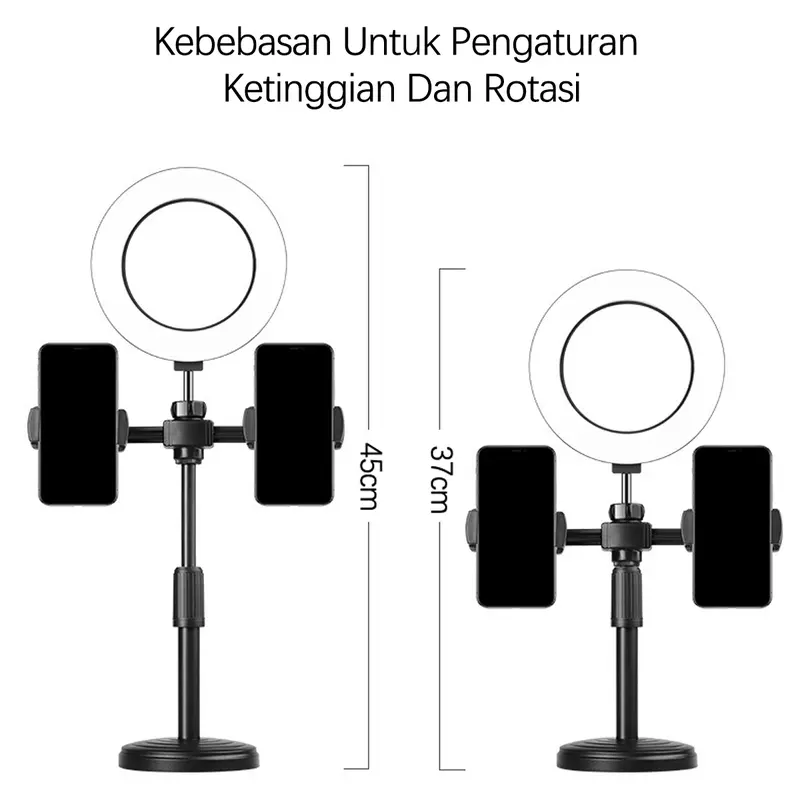 Ring light 16cm+Tripod +2 Holder HP Ring light Tripod Mini Stand HP Live stream Selfie Make Up Vlog Lampu 6