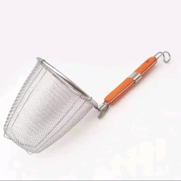 Saringan Mie Kocok gagang kayu 14CM / Saringan Serokan Mie Ayam bakmie ramen pasta stainless 14cm gagang kayu / saringan Mie Stainless 0
