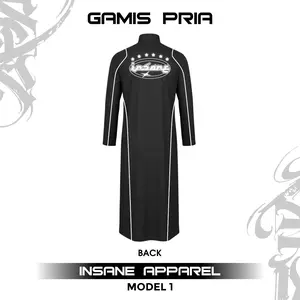 Gamis Pria Garis Reflektif Insane Vol 1 Jubah Zipper Pria Slimfit Line Menyala Muslim Wudhu Friendly Reflektif AYY3