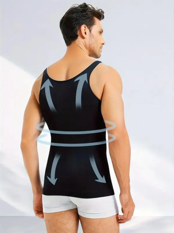 Men's Solid Color Compression Shapewear Vest, Casual Comfortable Breathable Tummy Control Shaper Tank Top, Men's Shapewear Top for Daily Wear 6