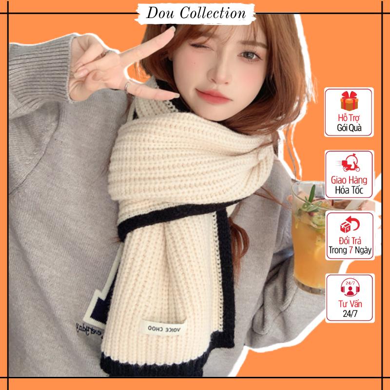 Khăn len quàng cổ unisex nam nư, Khăn cashmere dêt kim phôi viền kèm tag thơi trang thu đông - 30x190cm - Ma LN126