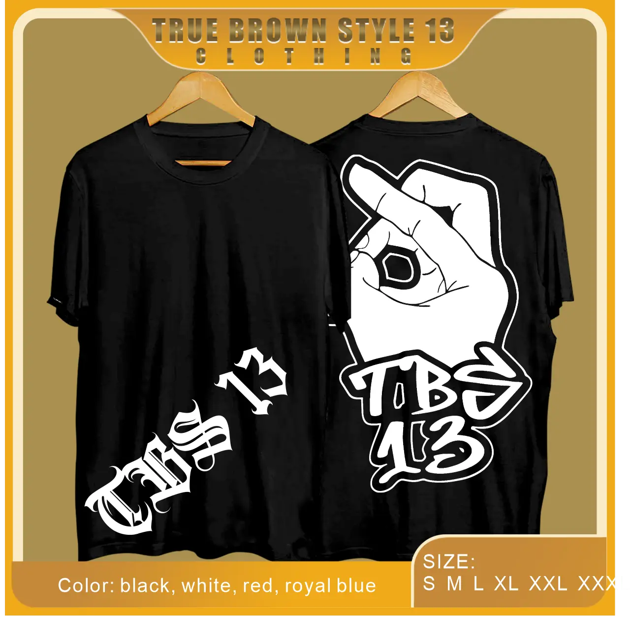 TBS13 truebrownstyle13 TBS09 classic cotton loose fraternity T-shirt for men Menswear Top Lingerie Streetwear
