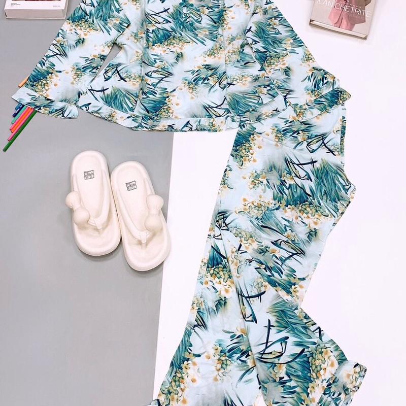 Bộ tole quần dài tay dài cổ trụ 6 nút 2