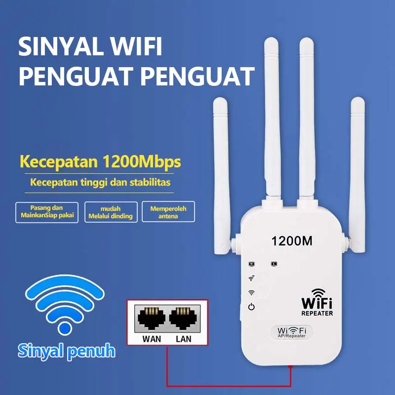 【COD】 Penguat Sinyal WiFi Nirkabel 1200M, Penguat Jangkauan Nirkabel, Penguat Sinyal WiFi Dalam Ruangan, Repeater WiFi