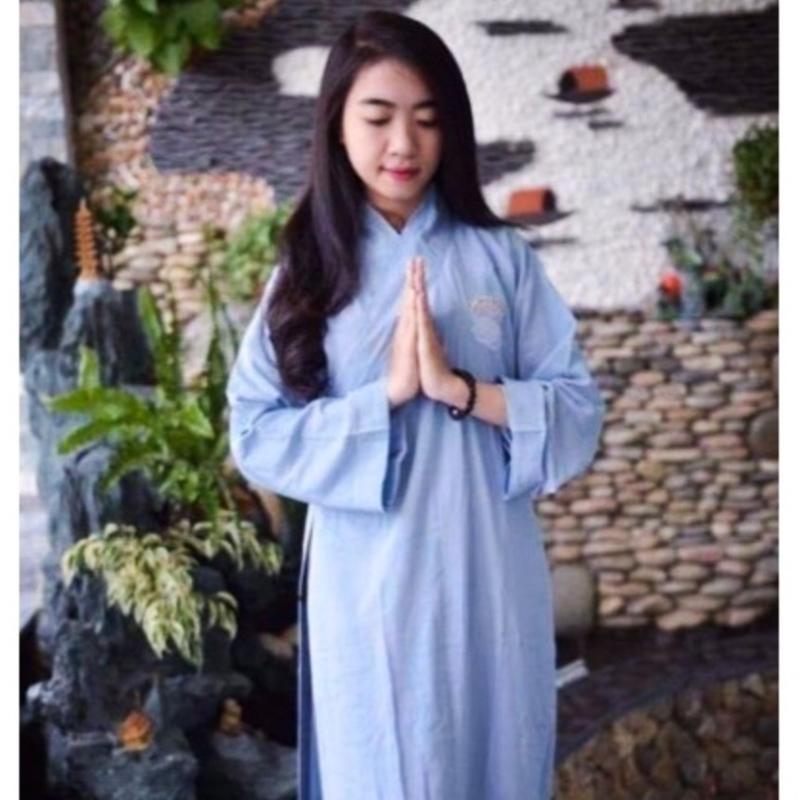Áo tràng lam phật tử đi chùa dáng dài vải Silk dày dặn,thoáng mát, thấm mồ hôi. Vật phẩm trợ duyên trong quá trình tu tập Nam Menswear 3