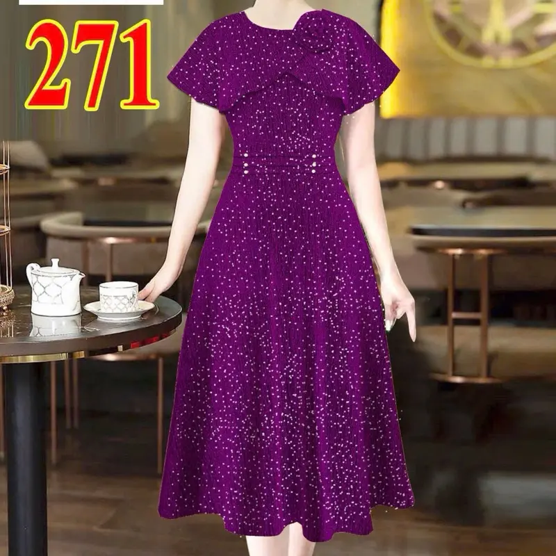 Mã271 Đầm Xinh Đi Chơi-Đi Tiệc. Nhũ Kim Sa Co Giãn