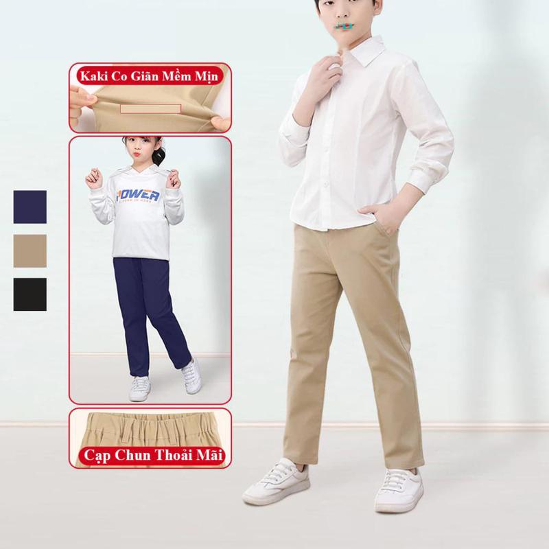 Quần Dài Kaki Đi Học Trẻ Em Cho Bé Trai Bé Gái Cạp Chun Thoải Mái, Quần Đồng Phục Học Sinh Kaki Lưng Thun Kookoo, Quần Dài Thu Đông Bé Trai Bé Gái, Quần Dài Bé Gái Bé Trai Đi Học Mùa Đông, Quần Áo Bé Trai Bé Gái Mùa Đông, Đồ Thu Đông Trẻ Em