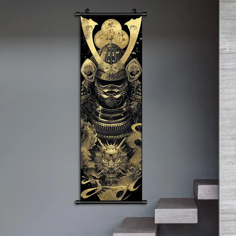 Samurai Pattern Hanging Picture, 1/4counts Creative Modern Wall Hanging Decor, Wall Art Decor for Home Living Room Bedroom, Room Decor, Home Decor 1