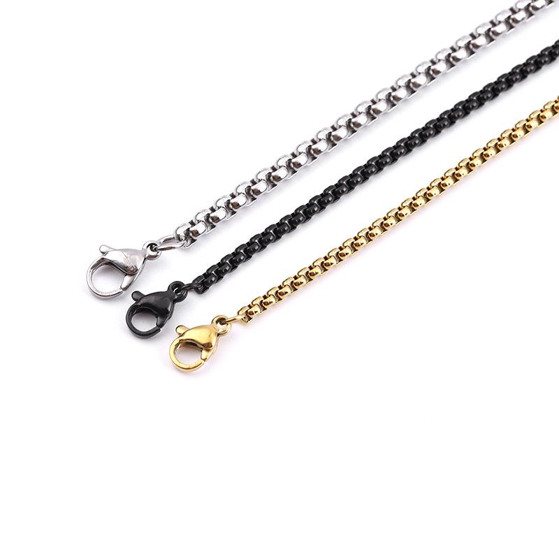 2,5mm thick electroplated square Pearl titanium steel pendant necklace 60cm long DIY decorations women necklace jewelry 4
