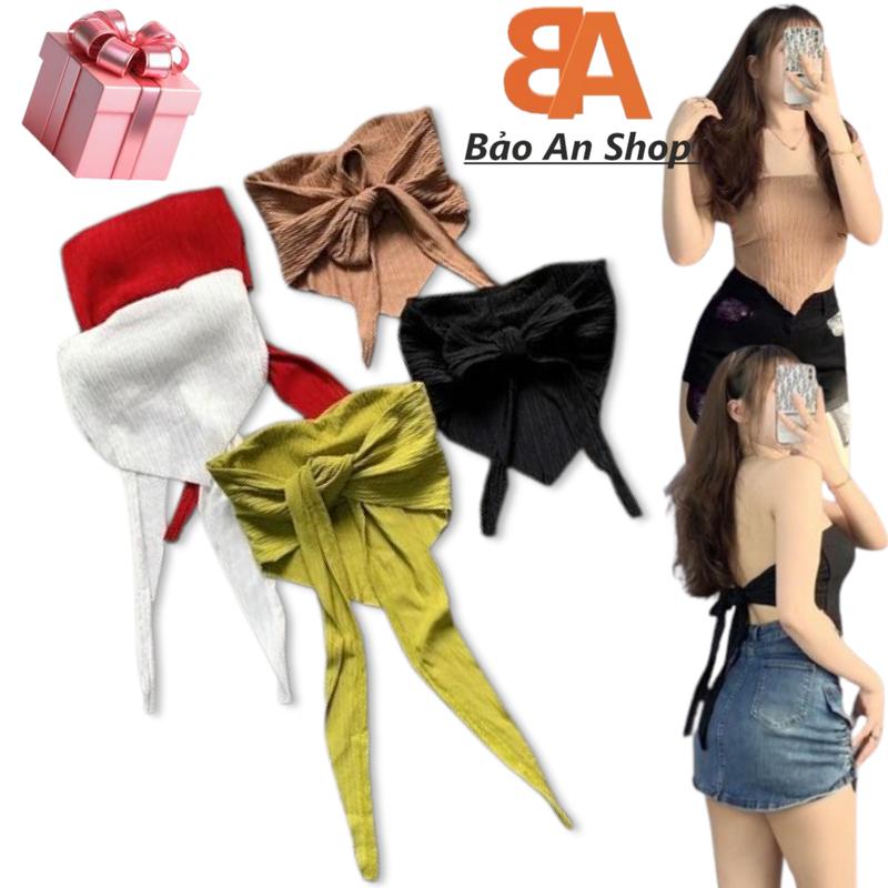 [A31] Áo kiểu nữ ống tà tam giác cột dây lưng hở form croptop chất vải thun xốp co dãn Free Size cá tính