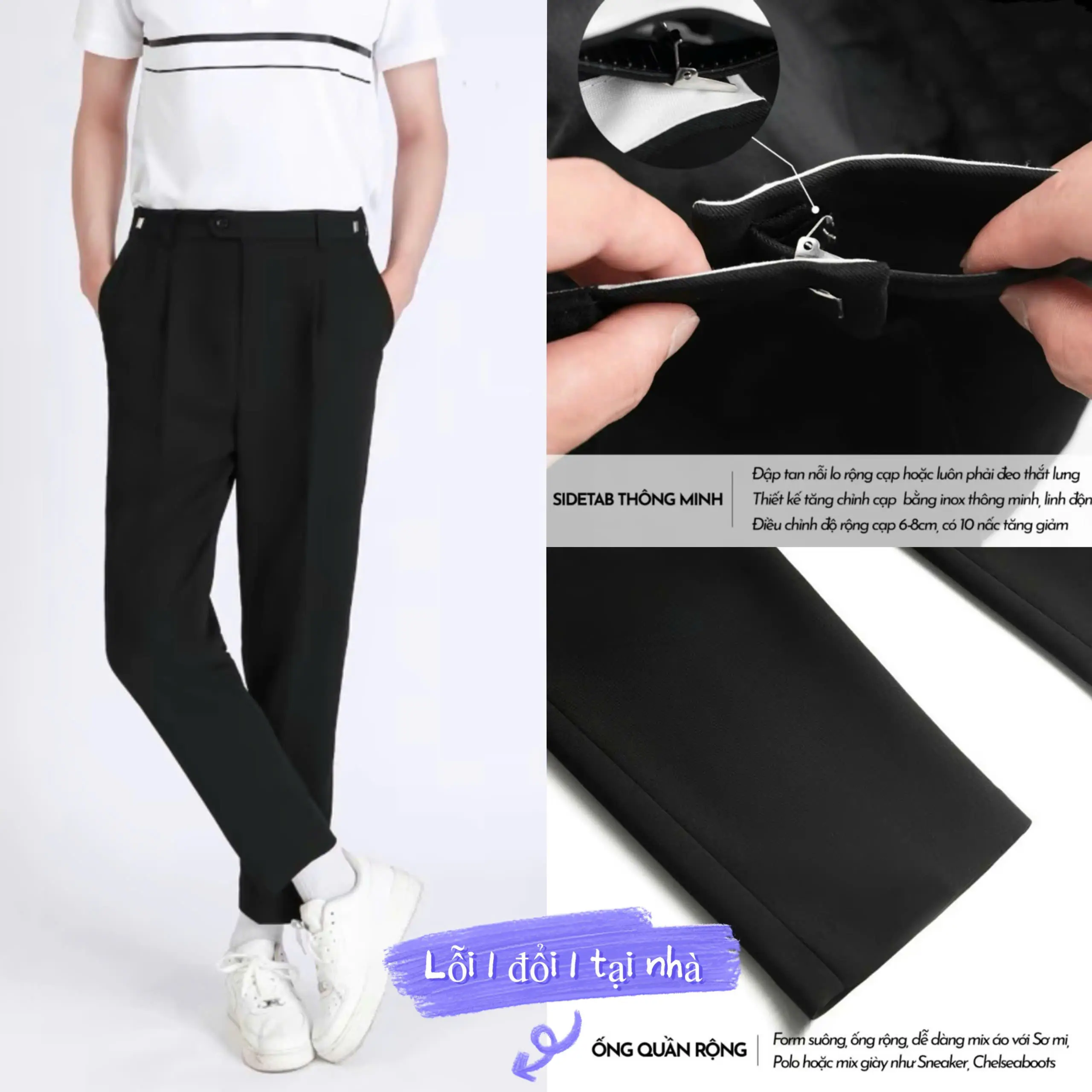 [ Sơn Tóc Bạc ] Quần Âu Nam Điều Chỉnh Cạp Sidetab Thông Minh, Lưng Cao Dáng Baggy Menswear - Sơn Tóc Bạc Store Kem Pants