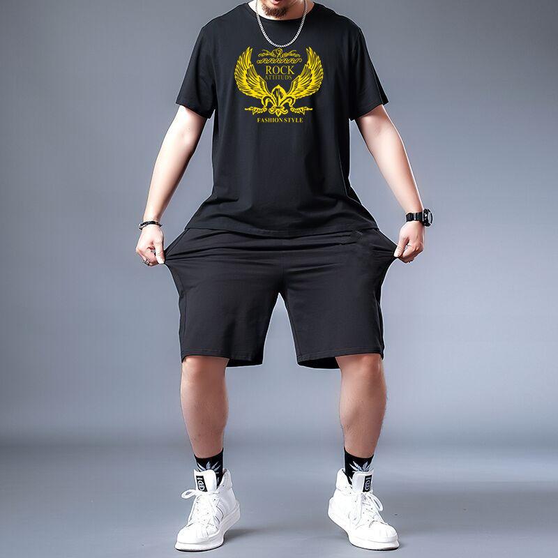 Product Introduction of Summer Short Sleeve Shorts Casual Running Sports Suit Men's Loose plus Size plus Size Men's Suit Overweight Man 9