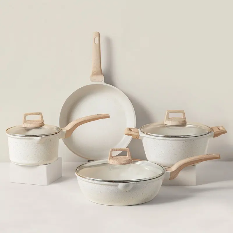 Non Stick Granite kitchen cookware set 4 pieces soup pot flat pan milk Pot frying Pan