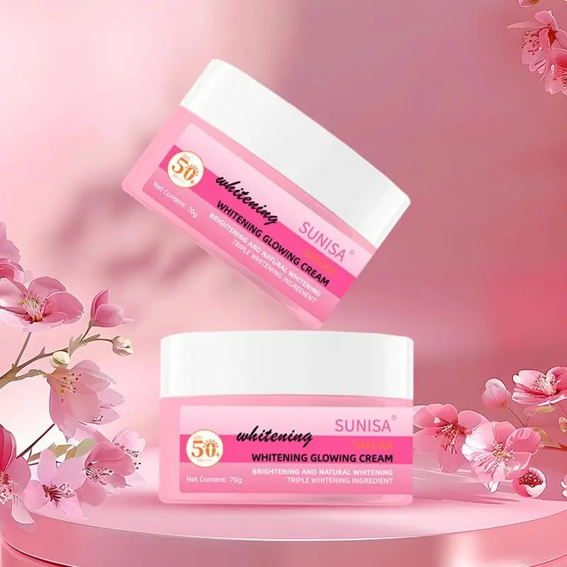 BUY 1 TAKE 3 Sunisa Sakura Whitening Facial Cream Nicotinamide Glutathione  Arbutin Glowing Sakura Cream SPF50 PA+++ for Face Body Skin 70g