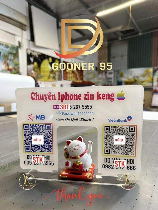 Bảng mã QR mèo thần tài, chất liệu meca, đặt tại quầy lễ tân , kiểu dáng sang trọng phù hợp mọi không gian 2