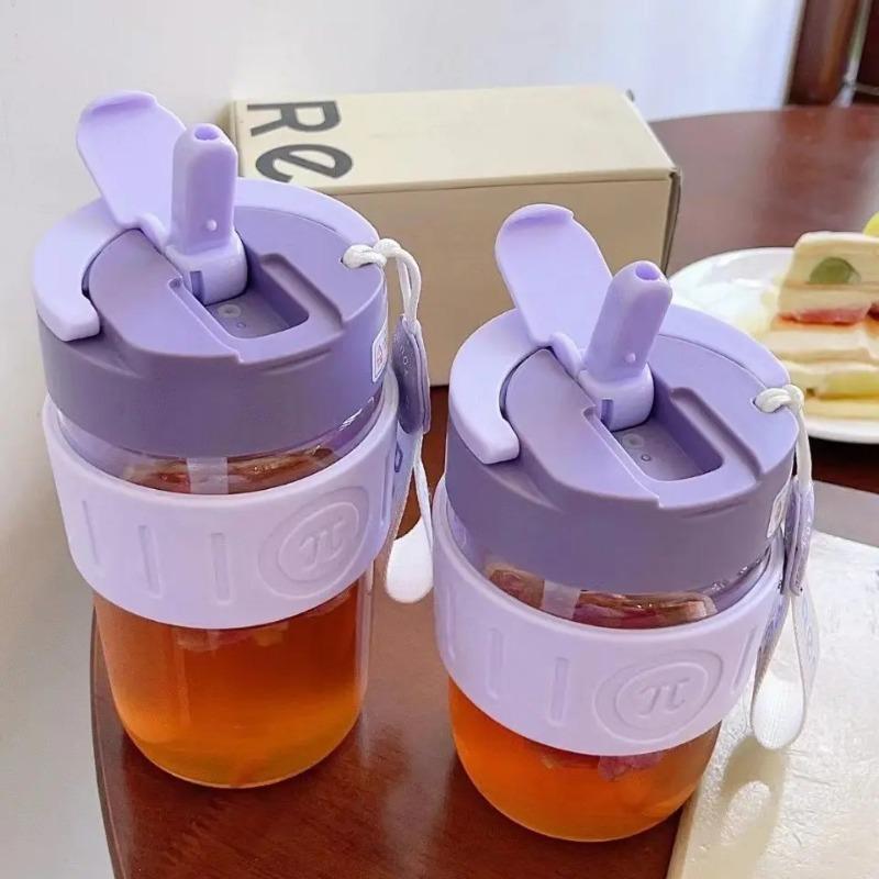 Double Wall Insulated Cup with Straw, 1 Count Portable Coffee Cup Leakproof Lid & Lanyard, Household Smart Drink Cup 4