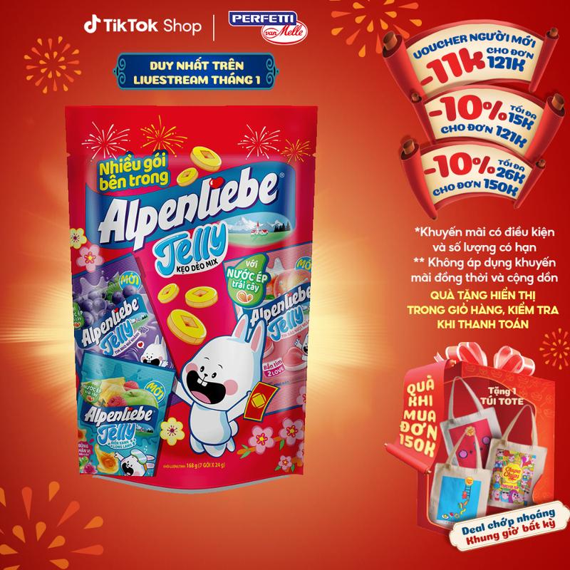   TẾT 2026  Kẹo Dẻo Alpenliebe Hỗn Hợp Trái Cây 168g 