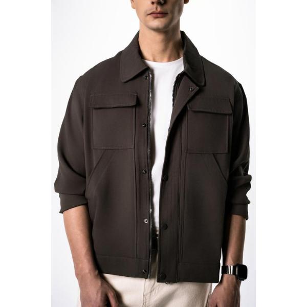 Gambar LARUSSO Droit Textured Jacket - Dark Brown - S dari LARUSSO STORE Kota Administrasi Jakarta Barat 4 Tokopedia