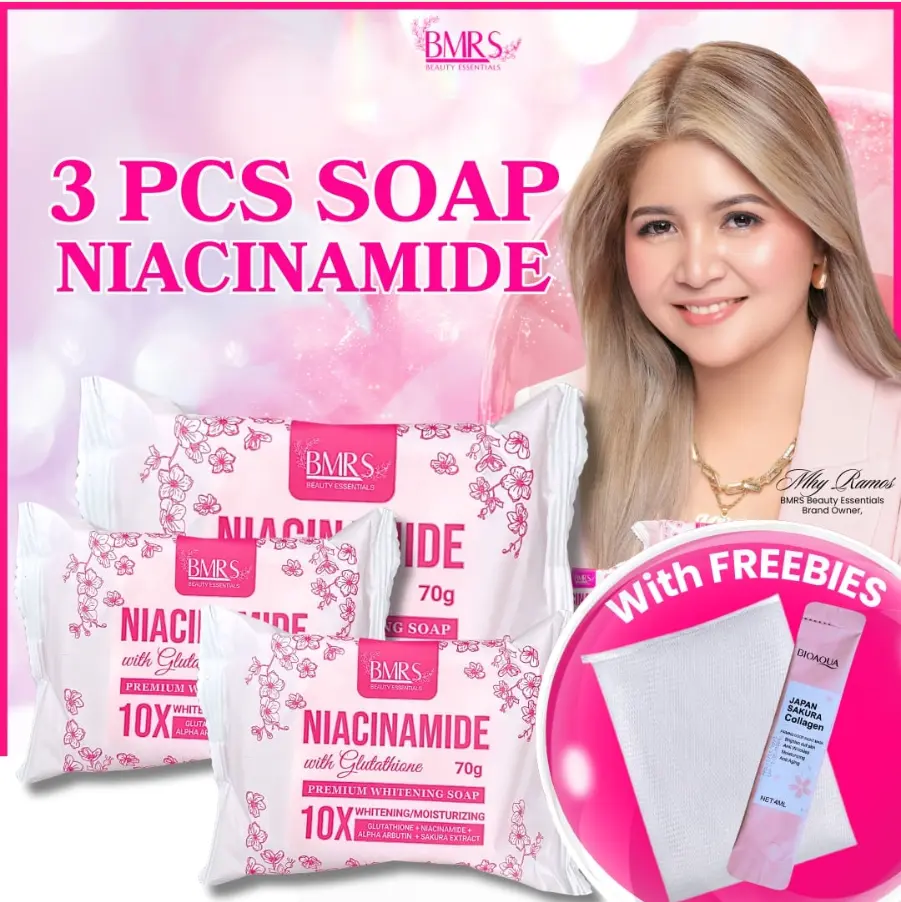 3PCS BMRS NIACINAMIDE GLUTA PREMIUM WHITENING SOAP DRY SKIN,DARK SPOT,ACNE AND OILY SKIN Body Care Body Wash Comfort Cleansing Cleanser Skin Repair Skincare