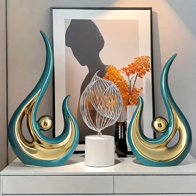 2 modern abstract resin sculptures, suitable for multiple scenes, perfect for decoration or gift giving.Ideal for Home, Bedroom, Office, Student Gifts, Perfect for Hanukkah, Thanksgiving, New Year, Graduation - No E Decoration Items Interior 4