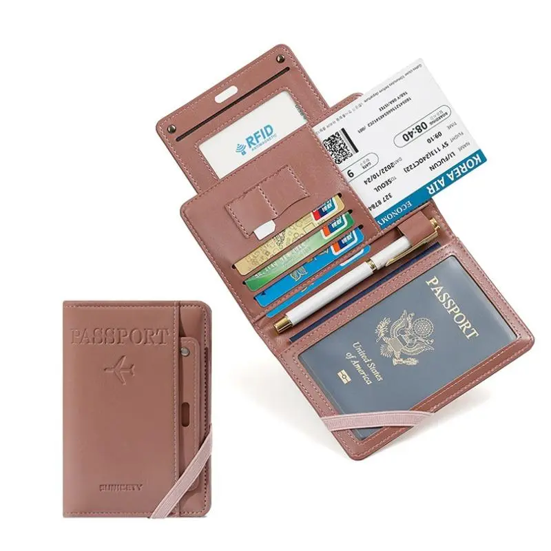 Passport Holder with Card Slots, 1 Piece Multi Grid Passport Case with RFID Blocking, Travel Document Organizer, Passport Holder for Men & Women