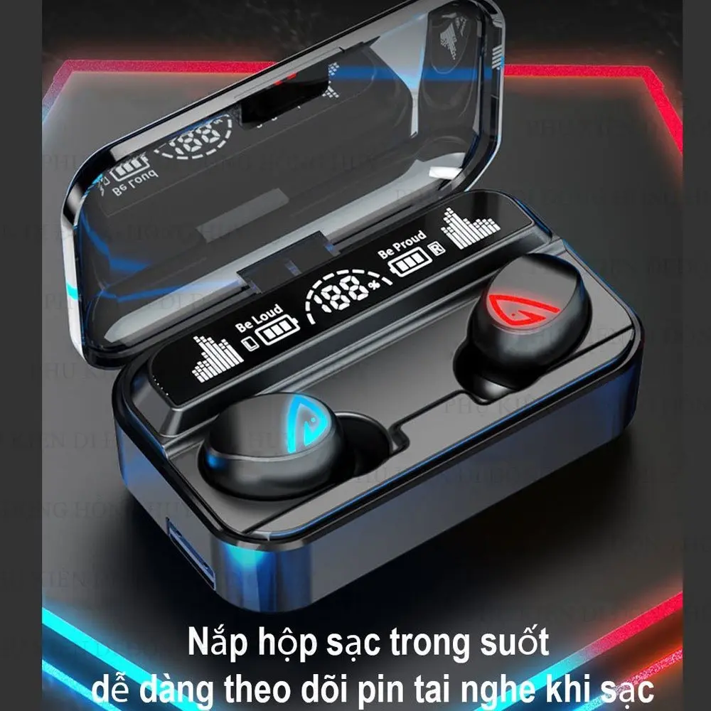 Tai nghe Bluetooth, S10 Pro V5.2, với cảm biến vân tay, Chống nước, pin mạnh mẽ, bộ sạc dự phòng