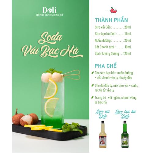 Siro Bạc Hà Déli - 1 lít - đậm đặc, thơm ngon chuyên dùng pha chế trà trái cây, soda 2