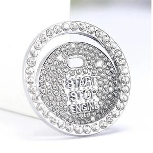 (Bán sỉ) Miếng Dán Nút Công Tắc Start Stop Engine Khởi Động Xe Hơi 2 Trong 1 Hình Tròn Đính Đá Kim Cương