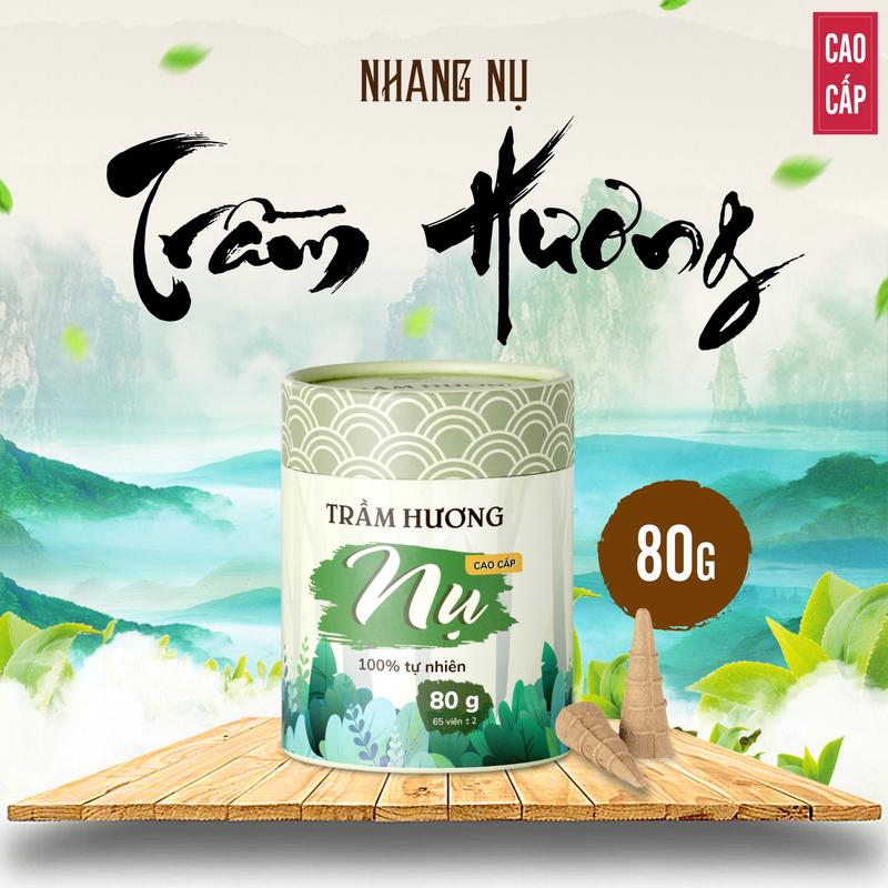 [80g] Nhang Nụ Trầm Hương MỘC LÂM, 65 Viên, Nhang Trầm Nụ Sạch Cao Cấp Khói Ngược